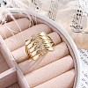 Brass Micro Pave Clear Cubic Zirconia Cuff Finger Rings RJEW-G337-34G-2