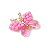 Handmade Glass Seed Beaded Butterfly Pendants PALLOY-MZ00685-4