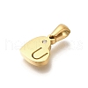 304 Stainless Steel Heart Pendants with Rhinestone STAS-Z103-01G-21-2