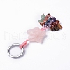 Rose Quartz Star with Mixed Gemstone Chips Beaded Tassel Keychains KEYC-P012-01P-08-3