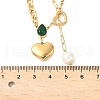 304 Stainless Steel Pave Green Cubic Zirconia Heart Pendant Necklaces for Women NJEW-U040-01A-G-5