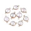 Electroplated Natural Keshi Pearl Flat Round Connector Charms PEAR-S018-02C-03-1