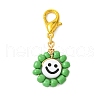 Flat Round with Smiling Face Glass Seed Pendant Decorations HJEW-MZ00093-3