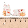 Christmas Theme Rabbit Opaque Resin Pendants RESI-S08-04B-3