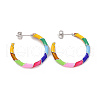 Colorful Enamel Ring Stud Earrings EJEW-P225-03P-1