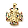 Rack Plating Brass Micro Pave Cubic Zirconia Pendants KK-L226-049G-02-1
