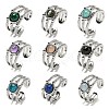 Natural Gemstone Adjustable Rings RJEW-K269-10P-1