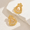 Brass Clear Cubic Zirconia Flower Dangle Stud Earrings EG3617-3