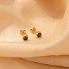 Vintage Stainless Steel Cubic Zirconia Flat Round Stud Earrings XR8423-4