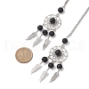 Woven Net/Web with Feather Alloy Pendant Decorations HJEW-JM02298-02-3