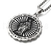 304 Stainless Steel Flat Round Virgin Mary Pendant Box Chain Necklaces STAS-D196-02P-2