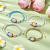 Cowrie Shell & Glass Seed Braided Bead Bracelets BJEW-JB11081-1