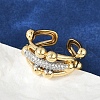 Brass Micro Pave Clear Cubic Zirconia Open Cuff Rings for Women RJEW-A059-02G-4