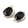 Natural Obsidian Faceted Oval Connector Charms G-H323-02G-06-2