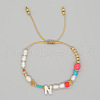 Bohemian Style Shell Letter Bead Braided Bead Bracelets for Women WG07C1E-14-1
