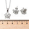 Flower Brass Micro Pave Clear Cubic Zirconia Stud Earrings & Pendant Necklaces Sets SJEW-Z002-04P-5