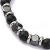 Natural Lava Rock & Magnetic Synthetic Hematite Round Beaded Bracelet BJEW-P339-02P-08-2