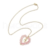 Seed Beads & Glass Heart Pendant Necklaces NJEW-MZ00043-4