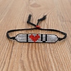 Glass Seed Wide Band with Word I Love U Heart Friendship Link Bracelet for Women BJEW-P269-11-3