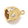Rack Plating Brass Micro Pave Clear Cubic Zirconia Bead Cap Bails KK-L224-003G-2
