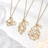 3Pcs 3 Styles 304 Stainless Steel Empty Macrame Pouch Star Moon Pendant Cable Chain Necklaces NJEW-JN05282-1