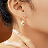 Brass Imitation Pearl Square Hoop Earrings ZE1416-1-2