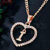 Heart Brass Micro Pave Clear Cubic Zirconia Pendant Necklaces WGA8162-14-1