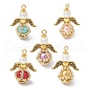 Glass Pearl Round Beaded Pendants PALLOY-MZ00747-1