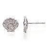 Rhodium Plated 925 Sterling Silver Micro Pave Cubic Zirconia Stud Earring Findings STER-T004-40P-3