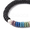 Dyed Colorful Natural Lava Rock Disc & Pearl Beaded Stretch Bracelet BJEW-JB09758-3