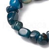 Natural Agate Nuggets Beaded Stretch Bracelets for Men Women BJEW-JB11957-01-3
