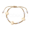Adjustable ABS Plastic Imitation Pearl Beaded Braided Bead Bracelets for Women BJEW-JB11871-02-2