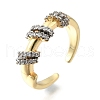 Brass Micro Pave Cubic Zirconia Open Cuff Rings RJEW-D313-03PG-4