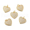 Heart Brass Micro Pave Cubic Zirconia Pendants KK-G419-23G-01-1