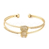 Brass Micro Pave Clear Cubic Zirconia Open Cuff Bangles for Women BJEW-S147-10G-B-1