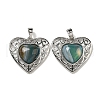 Natural Banded Agate Dyed Peach Love Heart Pendants G-G158-01Y-1
