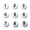 Mix Numbers White Flat Round Acrylic Beads X-PB9111-2