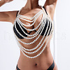 Plastic Imitation Pearl Round Beaded Multi-Layer Sexy Bikini Chest Body Chains WG29523-01-2