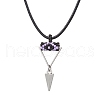 Cylinder Seed Beaded Evil Eye & Alloy Pyramid Cone Pendant Necklaces NJEW-MZ00105-05-2