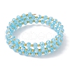 Glass Rondelle Beaded Wrap Style Bracelet BJEW-JB09965-06-1