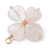 Rose Quartz Copper Wire Wrapped Synthetic Hematite Bead Pendants PALLOY-JF02947-05-4