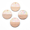 Transparent Resin & White Wood Pendants RESI-N039-33-1