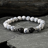 Round Natural Howlite Beaded Stretch Bracelets for Men UV1347-1-2