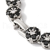 Rack Plating Brass Pave Cubic Zirconia Flower Link Chain Bracelets for Women BJEW-A018-03P-04-3