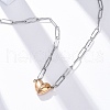 304 Stainless Steel Double-Sided Magnetic Heart Pendant Paperclip Chain Necklaces NJEW-U028-02RG-1