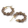 Glass Beaded Twisted Hoop Earrings EJEW-M196-C01-G-03-2
