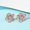 304 Stainless Steel Flower Stud Earrings EJEW-S268-01G-A-3