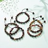 Natural Polychrome Jasper/Picasso Stone/Picasso Jasper & Wood Braided Bead Bracelet BJEW-JB08533-2