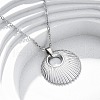 Flat Round 304 Stainless Steel Pendant Necklaces NJEW-M096-05P-1