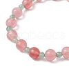 2Pcs Natural Green Aventurine & Cherry Quartz Glass Round Beaded Stretch Bracelets for Women BJEW-JB11927-5